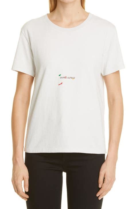 Saint Laurent Rive Gauche Organic Cotton Graphic Tee .